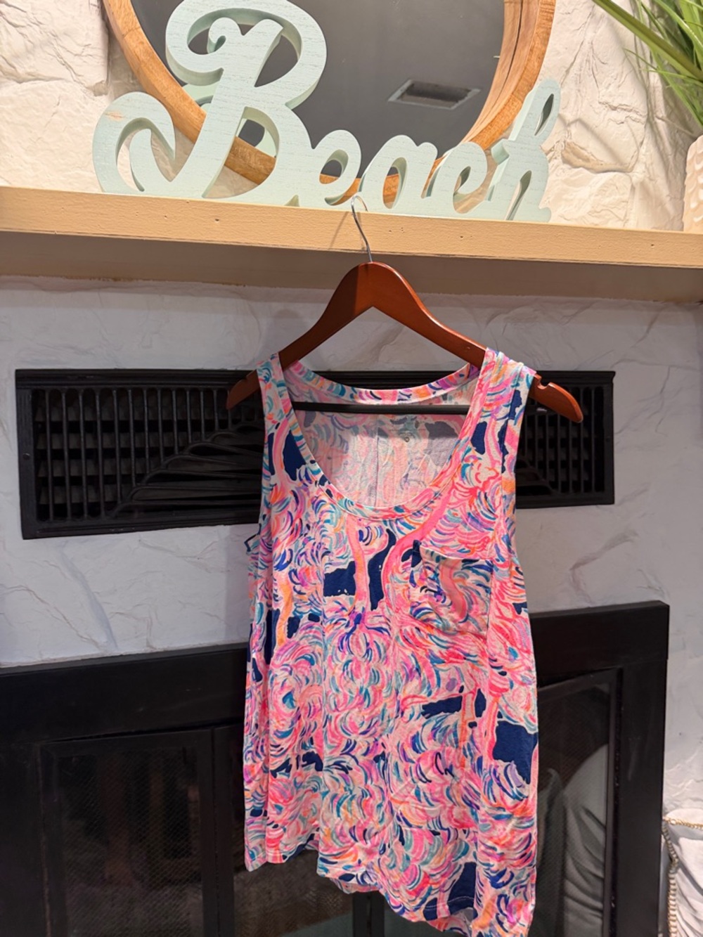 Lilly Pulitzer Pink Blue Multicolor Swirl Tank Top